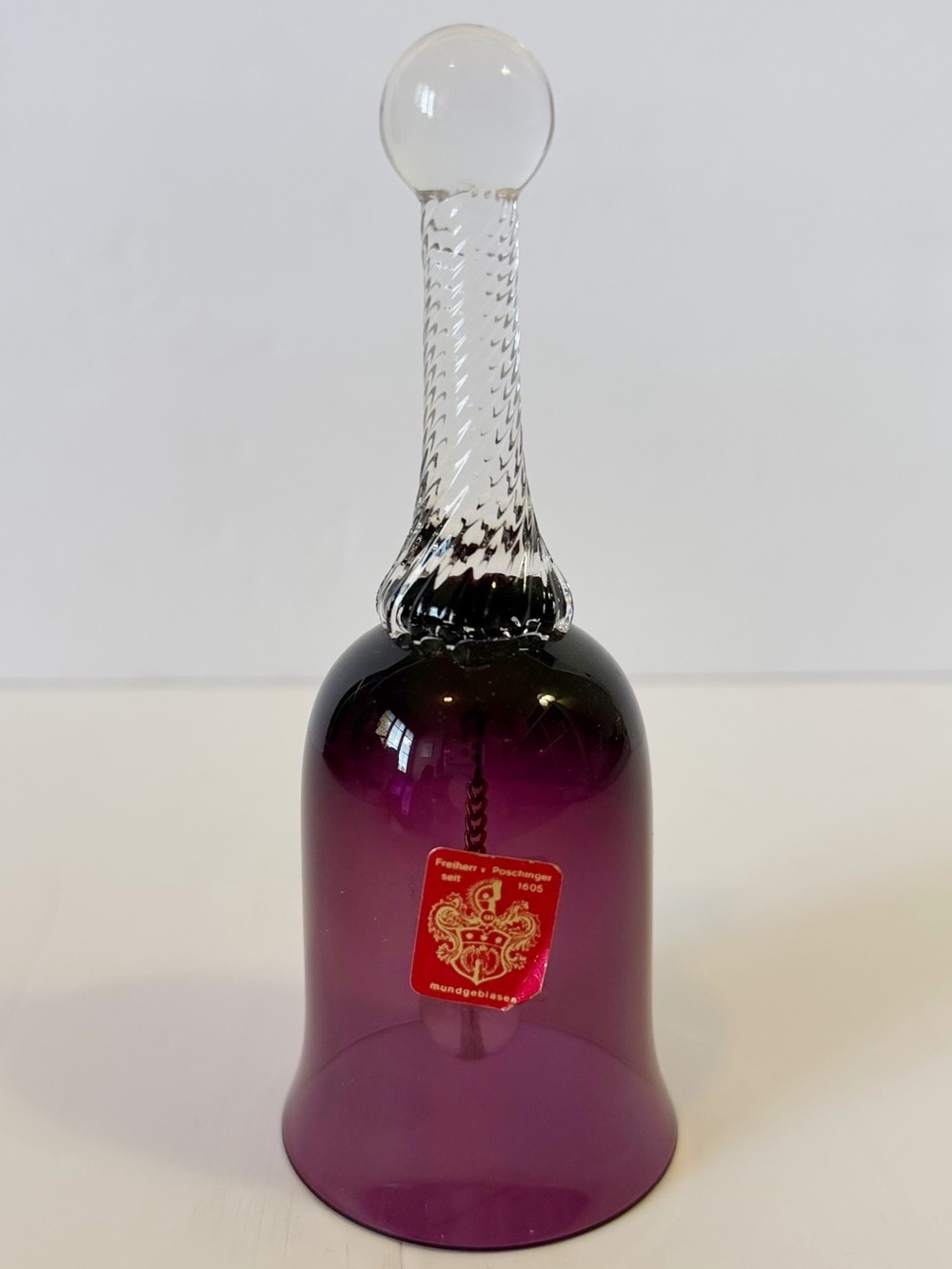 Freiherr von Poschinger Amethyst Art Glass Bell Mouth Blown Germany w/ Label